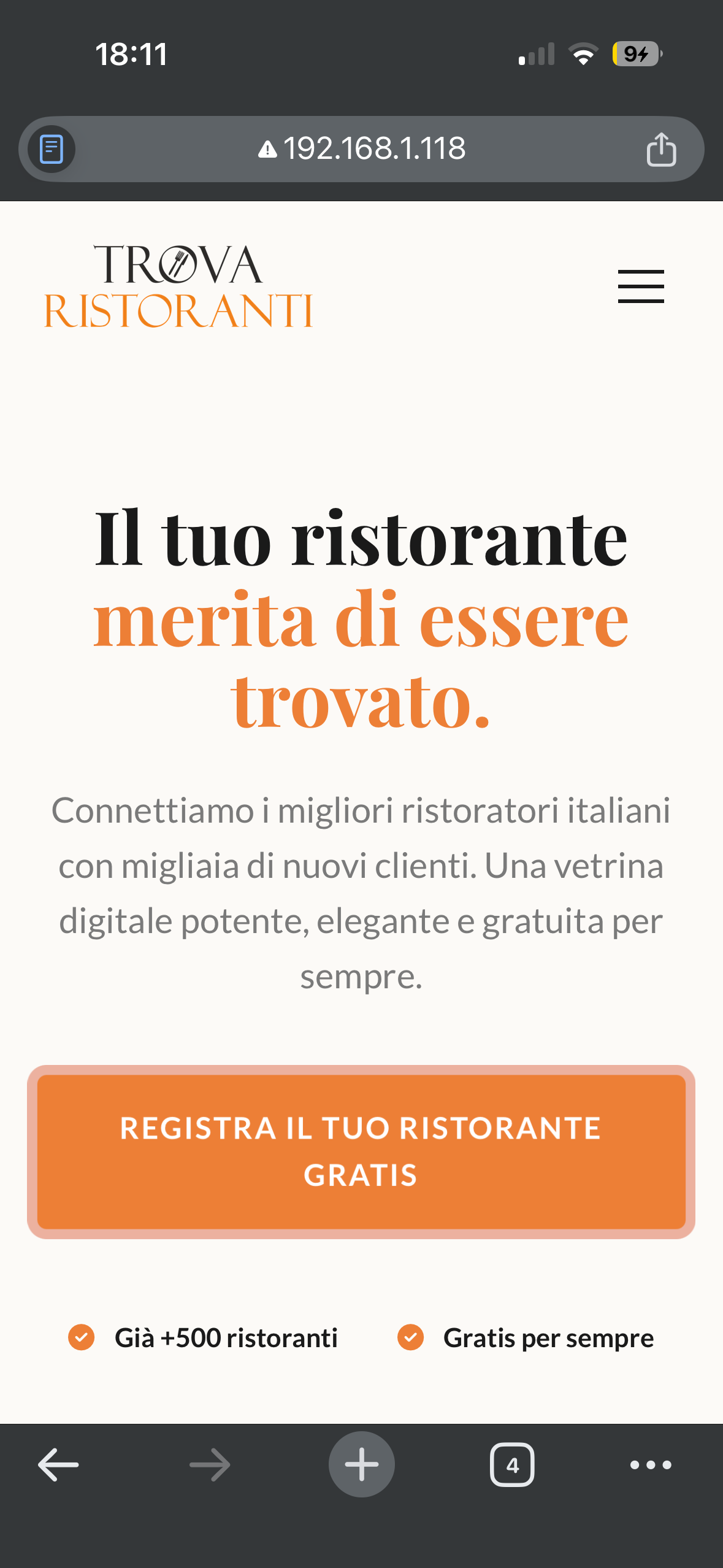 funnel.trovaristoranti.com - Preview Mobile Progetto Digital